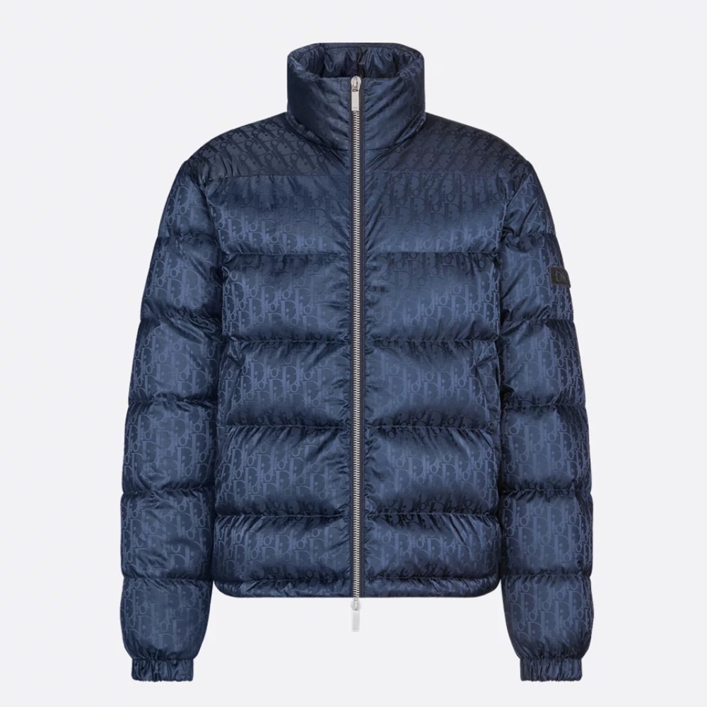 Dior Oblique Down Jacket Navy Blue Technical Jacquard